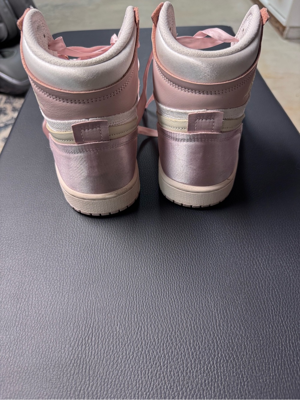 Nike Air Jordan pink satin High-Top Sneakers - Light Pink & Cream - Picture 4 of 8